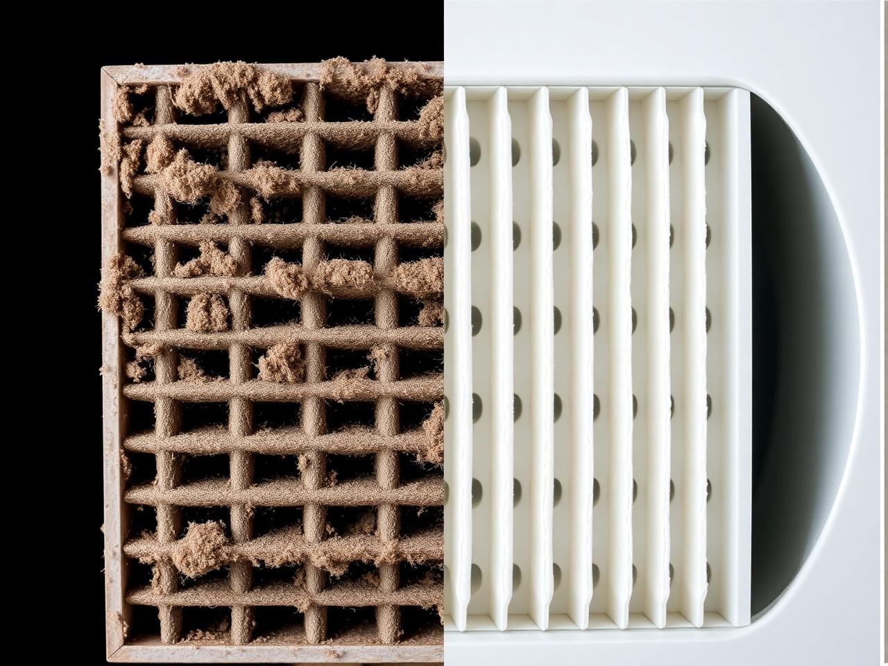 Filtro de ar condicionado antes e depois da higienização